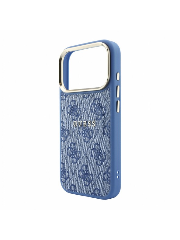 Guess Guess PU Leather 4G Gold Frame Embossed MagSafe Zadní Kryt pro iPhone 18 Pro Blue