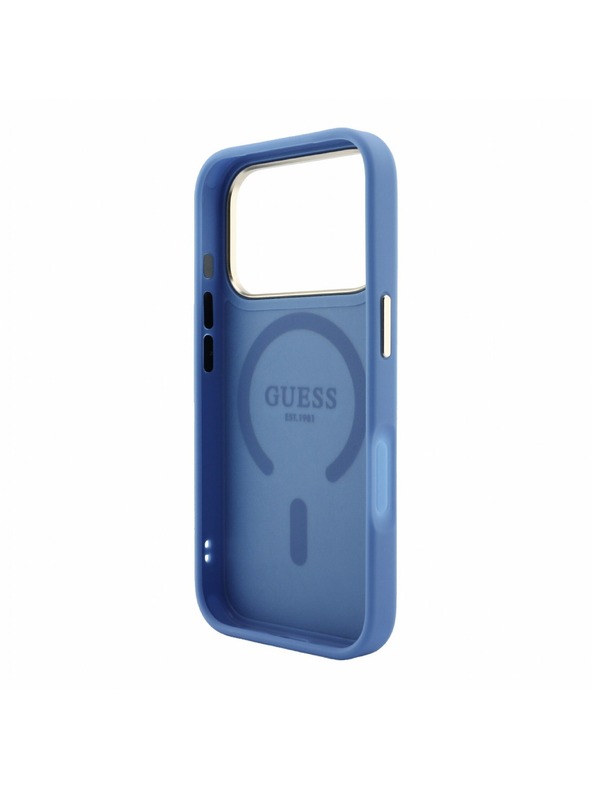 Guess Guess PU Leather 4G Gold Frame Embossed MagSafe Zadní Kryt pro iPhone 18 Pro Blue