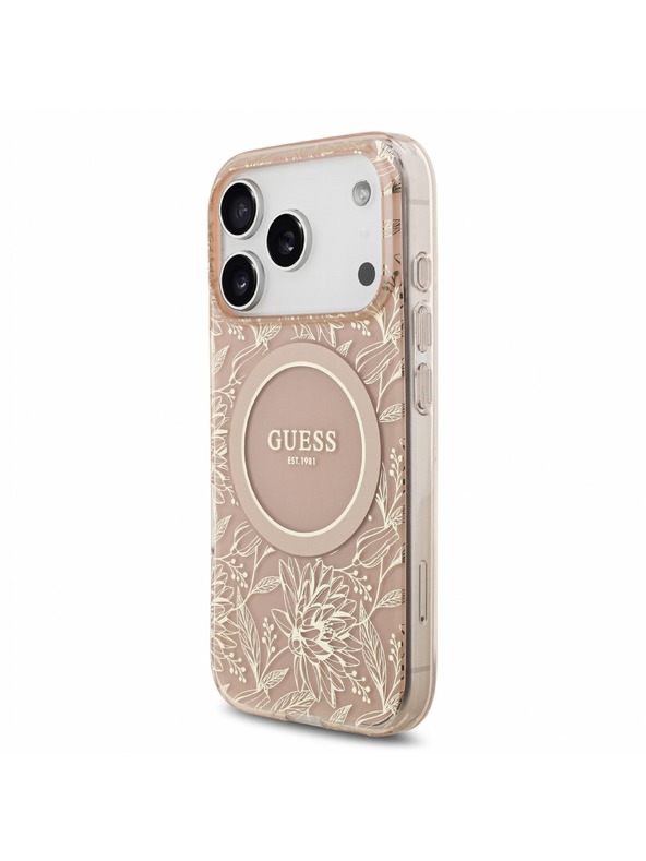 Guess Guess IML Flowers Allover Strap MagSafe Zadní Kryt pro iPhone 18 Pro Pink