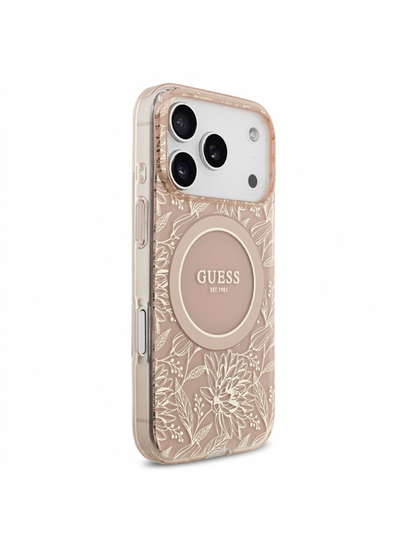 Guess Guess IML Flowers Allover Strap MagSafe Zadní Kryt pro iPhone 18 Pro Pink