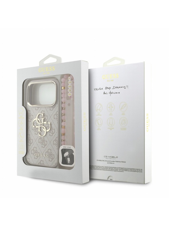 Guess Guess PU 4G Metal Logo Strap Zadní Kryt pro iPhone 18 Pro Pink