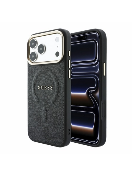 Guess Guess PU Leather 4G Gold Frame Embossed MagSafe Zadní Kryt pro iPhone 18 Pro Black