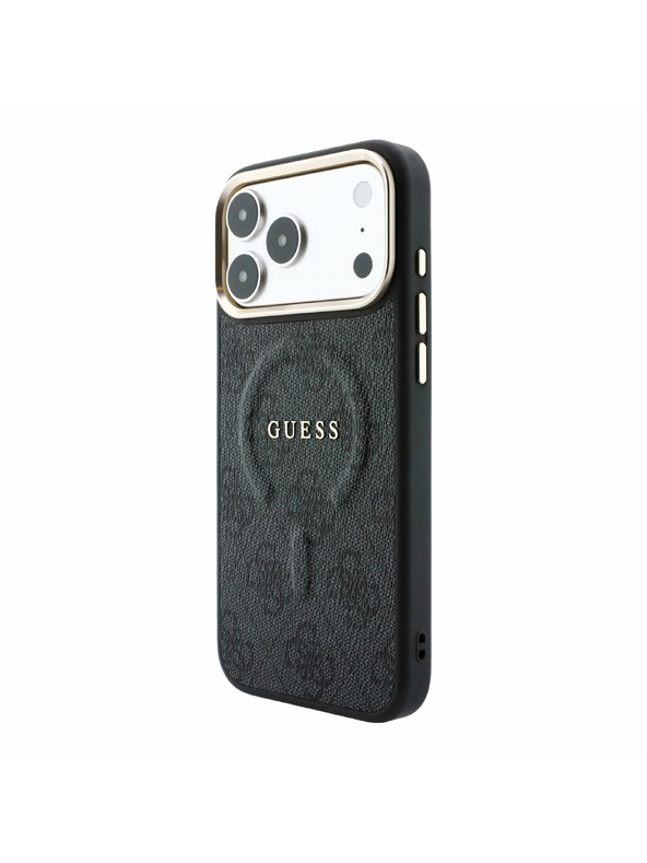 Guess Guess PU Leather 4G Gold Frame Embossed MagSafe Zadní Kryt pro iPhone 18 Pro Black