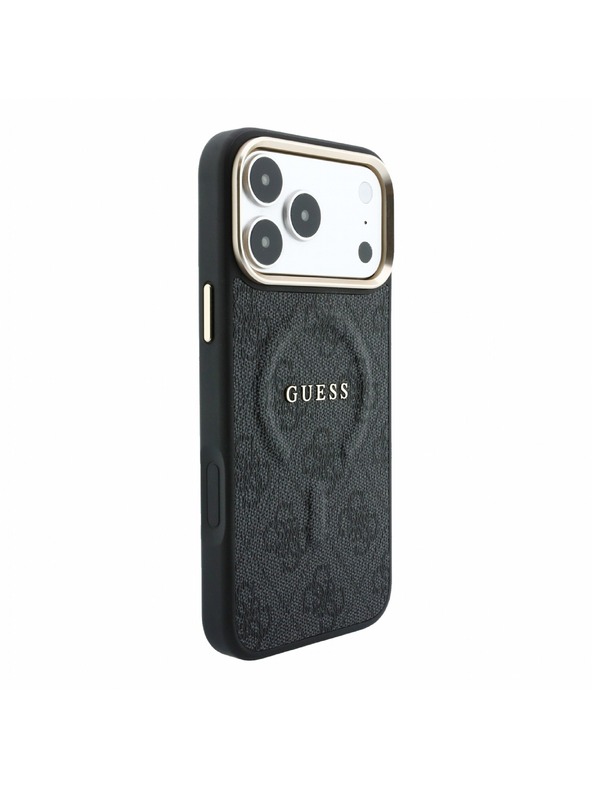 Guess Guess PU Leather 4G Gold Frame Embossed MagSafe Zadní Kryt pro iPhone 18 Pro Black