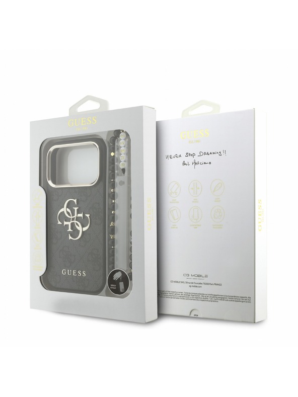 Guess Guess PU 4G Metal Logo Strap Zadní Kryt pro iPhone 18 Pro Black
