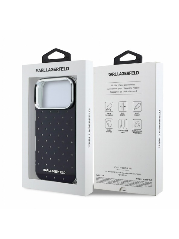 Karl Lagerfeld Karl Lagerfeld IML Rhinestones Allover Magsafe Zadní Kryt pro iPhone 18 Pro Black