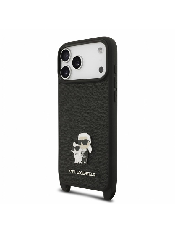 Karl Lagerfeld Karl Lagerfeld Saffiano Crossbody Popruh Karl and Choupette Kryt pro iPhone 18 Pro Black