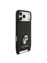 Karl Lagerfeld Karl Lagerfeld Saffiano Crossbody Popruh Karl and Choupette Kryt pro iPhone 18 Pro Black