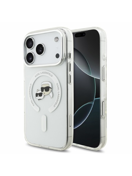 Karl Lagerfeld Karl Lagerfeld IML K&CH Heads Metal Frame MagSafe Zadní Kryt pro iPhone 18 Pro White