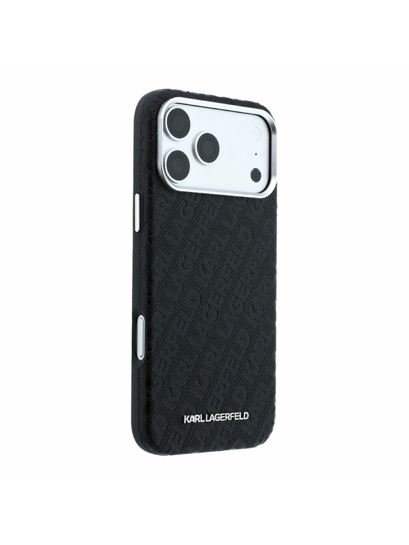 Karl Lagerfeld Karl Lagerfeld PU Grained Allover Semi Wrap Magsafe Zadní Kryt pro iPhone 18 Pro Black