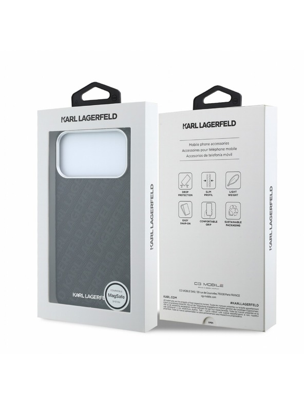 Karl Lagerfeld Karl Lagerfeld PU Grained Allover Semi Wrap Magsafe Zadní Kryt pro iPhone 18 Pro Black
