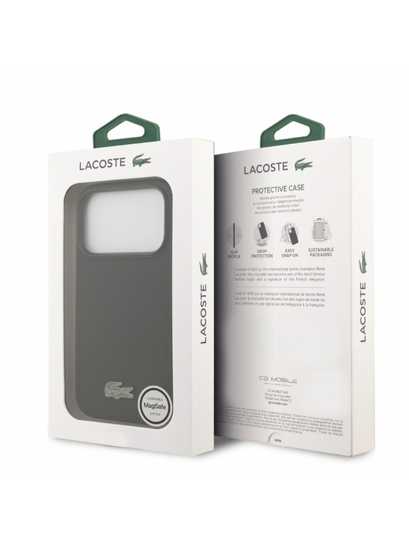 Lacoste Lacoste PVC Iconic Petit Pique Metal Logo MagSafe Zadní Kryt pro iPhone 18 Pro Black