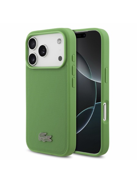Lacoste Lacoste PVC Iconic Petit Pique Metal Logo MagSafe Zadní Kryt pro iPhone 18 Pro Estragon