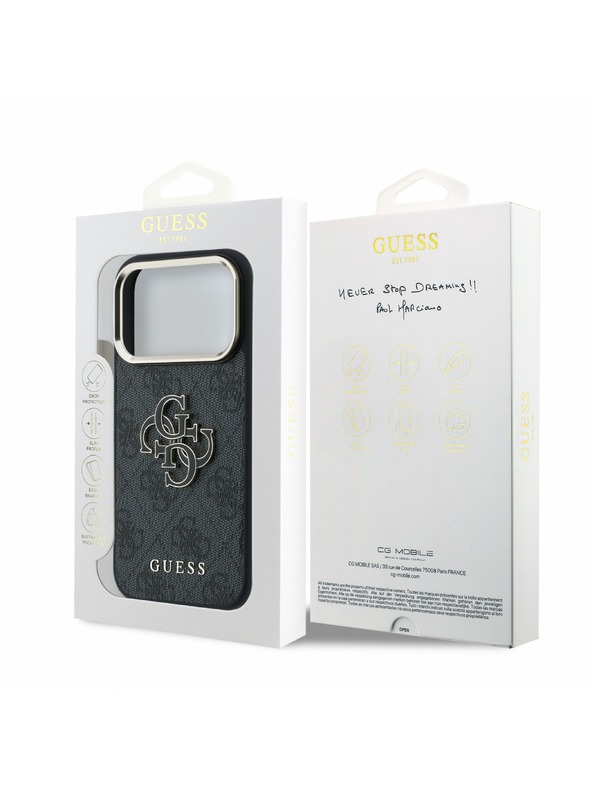 Guess Guess PU 4G Resin Metal Logo Zadní Kryt pro iPhone 18 Pro Max Black