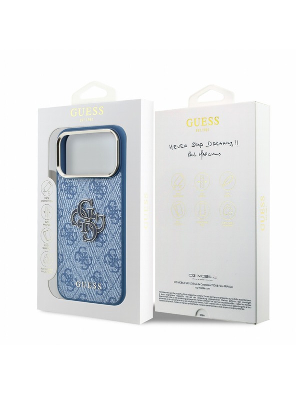 Guess Guess PU 4G Resin Metal Logo Zadní Kryt pro iPhone 18 Pro Max Blue