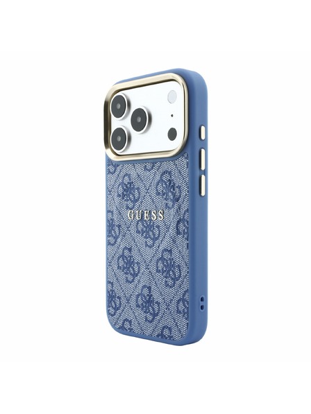 Guess Guess PU Leather 4G Gold Frame Embossed MagSafe Zadní Kryt pro iPhone 18 Pro Max Blue