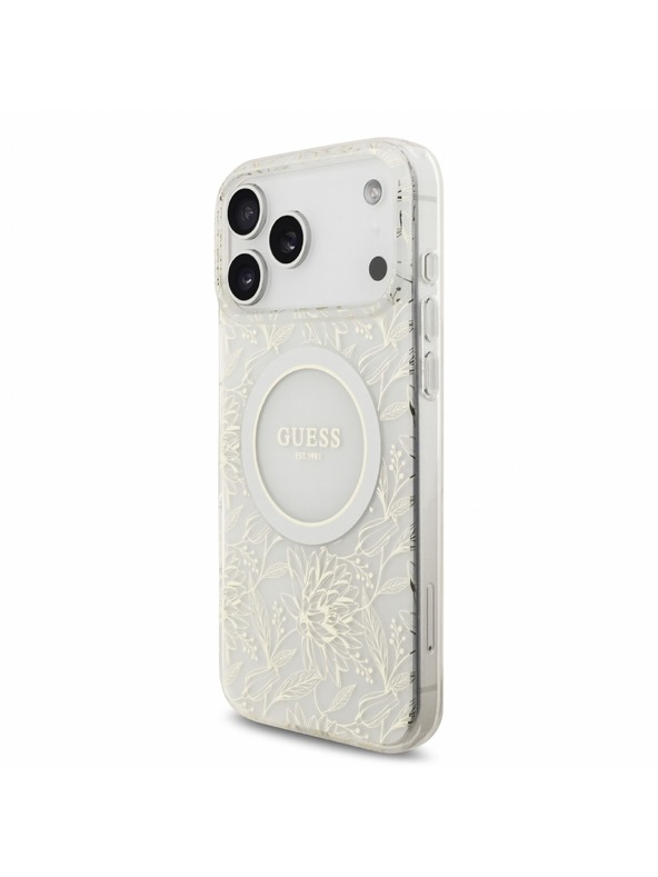Guess Guess IML Flowers Allover Strap MagSafe Zadní Kryt pro iPhone 18 Pro Max White