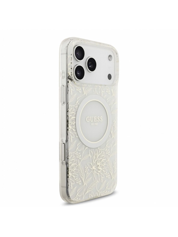 Guess Guess IML Flowers Allover Strap MagSafe Zadní Kryt pro iPhone 18 Pro Max White