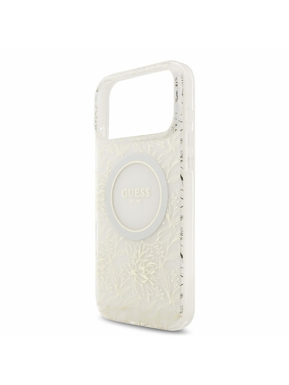 Guess Guess IML Flowers Allover Strap MagSafe Zadní Kryt pro iPhone 18 Pro Max White