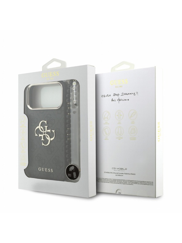 Guess Guess PU 4G Metal Logo Strap Zadní Kryt pro iPhone 18 Pro Max Black