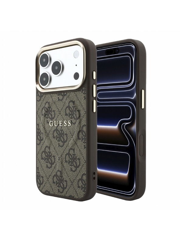 Guess Guess PU Leather 4G Gold Frame Embossed MagSafe Zadní Kryt pro iPhone 18 Pro Max Brown