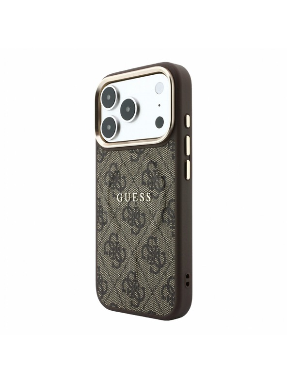 Guess Guess PU Leather 4G Gold Frame Embossed MagSafe Zadní Kryt pro iPhone 18 Pro Max Brown