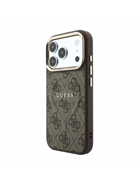 Guess Guess PU Leather 4G Gold Frame Embossed MagSafe Zadní Kryt pro iPhone 18 Pro Max Brown