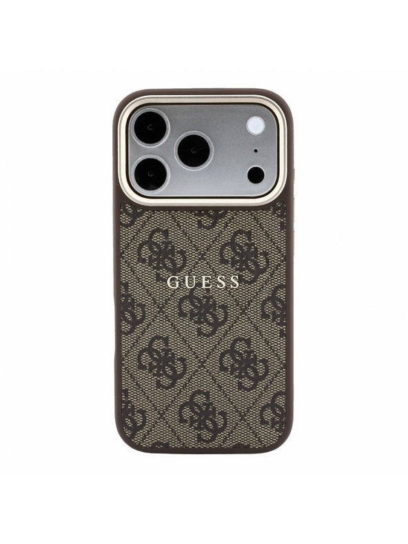 Guess Guess PU Leather 4G Gold Frame Embossed MagSafe Zadní Kryt pro iPhone 18 Pro Max Brown