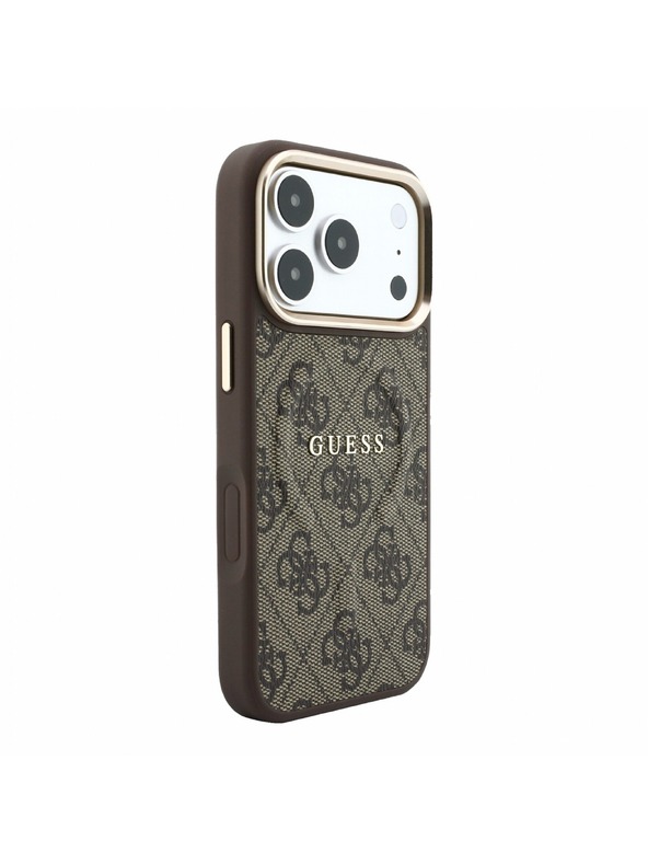 Guess Guess PU Leather 4G Gold Frame Embossed MagSafe Zadní Kryt pro iPhone 18 Pro Max Brown