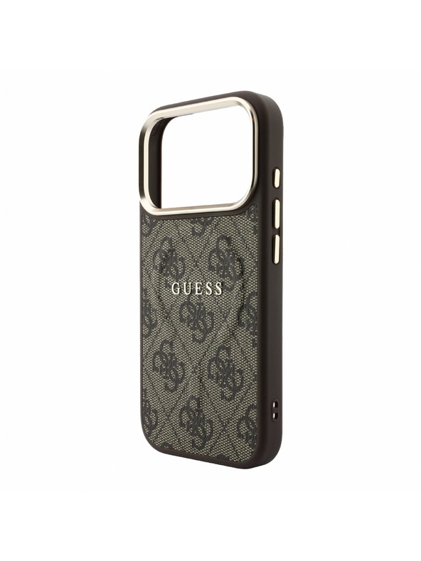 Guess Guess PU Leather 4G Gold Frame Embossed MagSafe Zadní Kryt pro iPhone 18 Pro Max Brown
