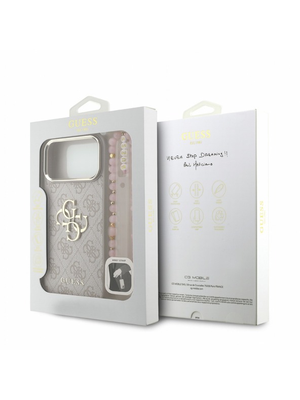 Guess Guess PU 4G Metal Logo Strap Zadní Kryt pro iPhone 18 Pro Max Pink