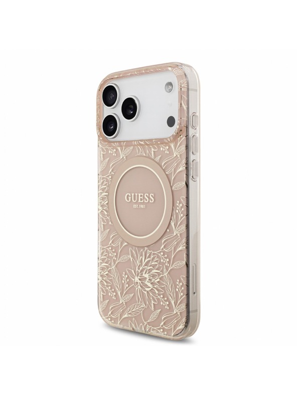 Guess Guess IML Flowers Allover Strap MagSafe Zadní Kryt pro iPhone 18 Pro Max Pink