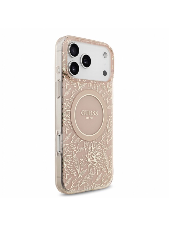 Guess Guess IML Flowers Allover Strap MagSafe Zadní Kryt pro iPhone 18 Pro Max Pink