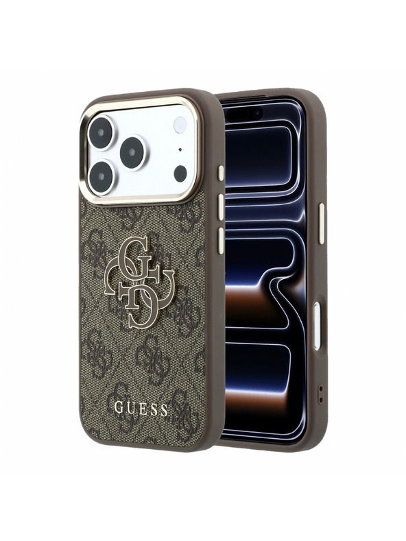 Guess Guess PU 4G Resin Metal Logo Zadní Kryt pro iPhone 18 Pro Max Brown