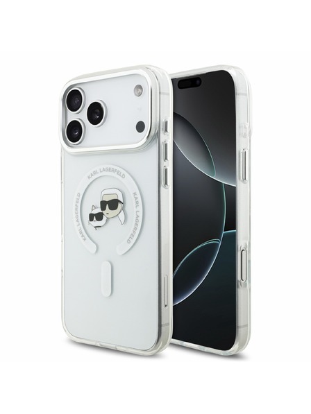 Karl Lagerfeld Karl Lagerfeld IML K&CH Heads Metal Frame MagSafe Zadní Kryt pro iPhone 18 Pro Max White