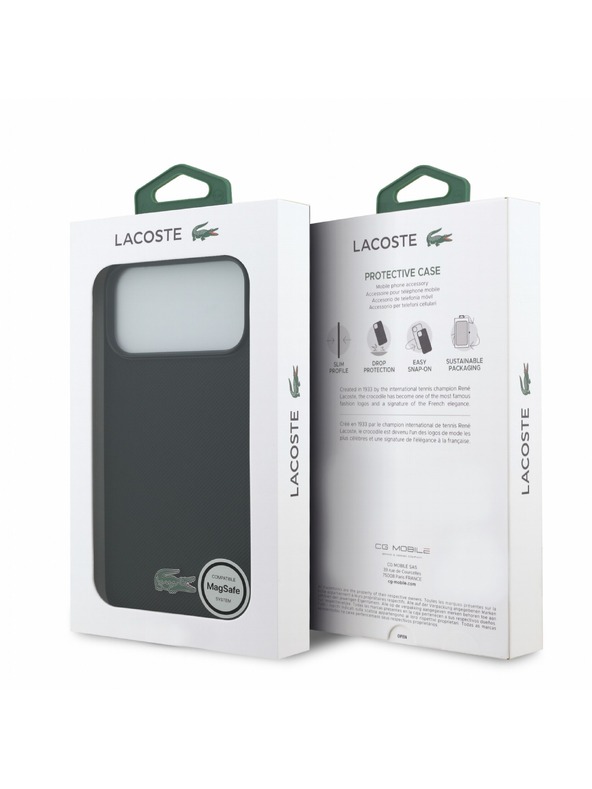 Lacoste Lacoste PVC Iconic Petit Pique Metal Logo MagSafe Zadní Kryt pro iPhone 18 Pro Max Black