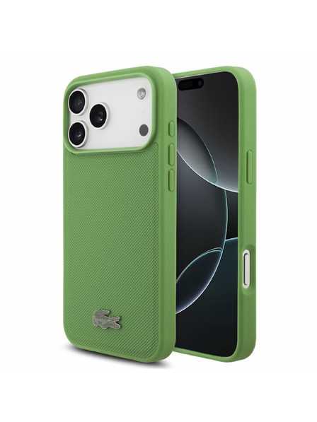 Lacoste Lacoste PVC Iconic Petit Pique Metal Logo MagSafe Zadní Kryt pro iPhone 18 Pro Max Estragon