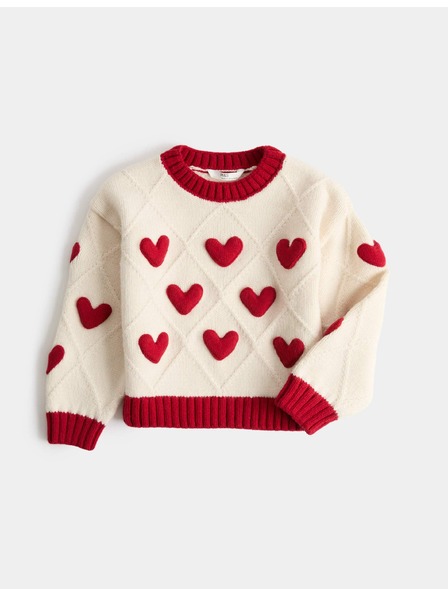 Marks & Spencer Svetr s háčkovanými srdíčkovým vzorem (2–8 let) Marks & Spencer smetanová