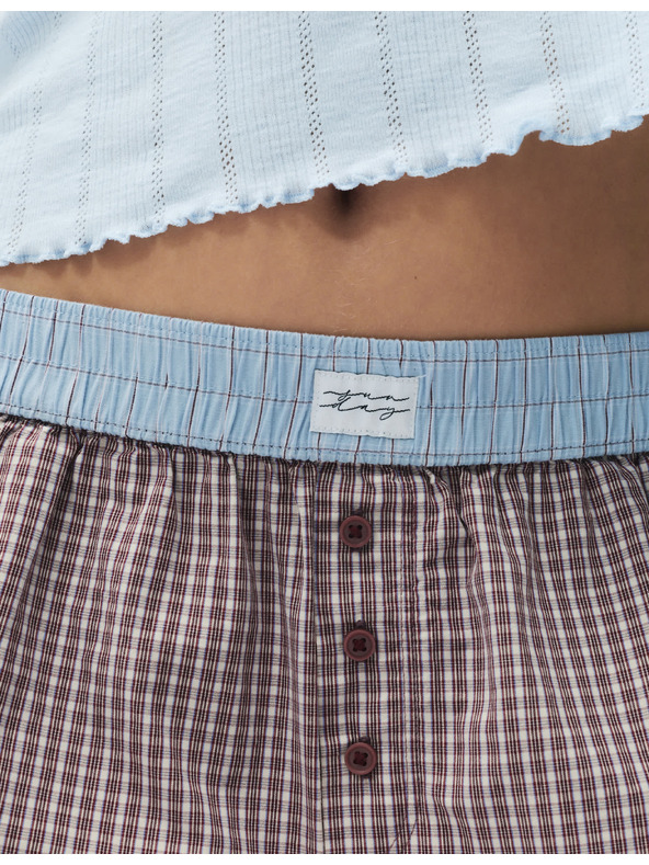 Marks & Spencer Kostkované popelínové pyžamové šortky z čisté bavlny Marks & Spencer červená