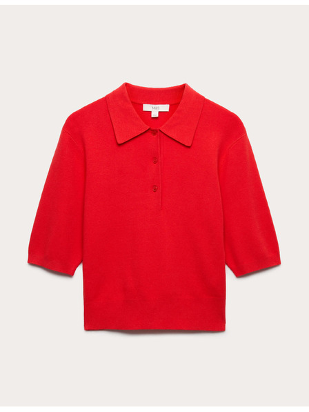 Marks & Spencer Pletený zkrácený top s límečkem Marks & Spencer červená