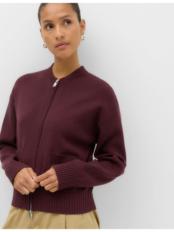 Marks & Spencer Pletený kardigan ve stylu bomber na zip Marks & Spencer červená