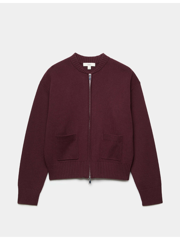 Marks & Spencer Pletený kardigan ve stylu bomber na zip Marks & Spencer červená