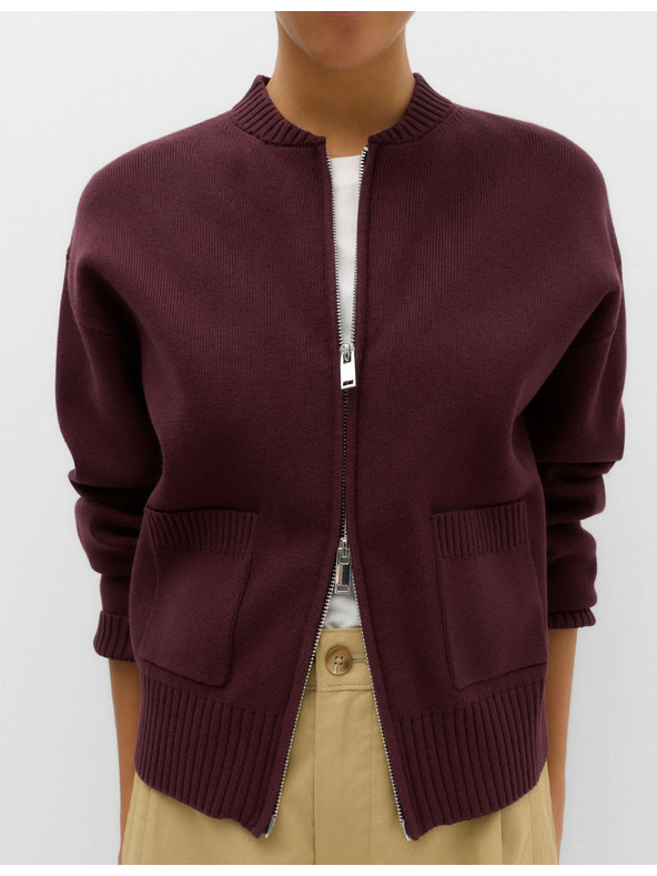 Marks & Spencer Pletený kardigan ve stylu bomber na zip Marks & Spencer červená