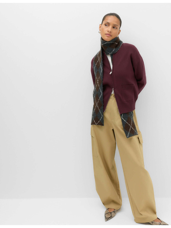 Marks & Spencer Pletený kardigan ve stylu bomber na zip Marks & Spencer červená