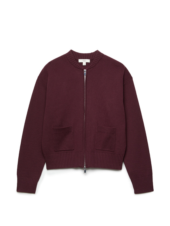 Marks & Spencer Pletený kardigan ve stylu bomber na zip Marks & Spencer červená