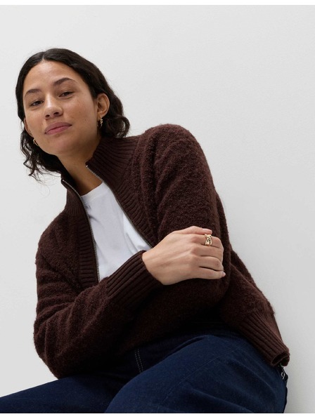Marks & Spencer Kardigan Bomber se stojáčkem buklé a vlnou Marks & Spencer hnědá