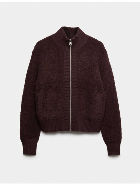 Marks & Spencer Kardigan Bomber se stojáčkem buklé a vlnou Marks & Spencer hnědá
