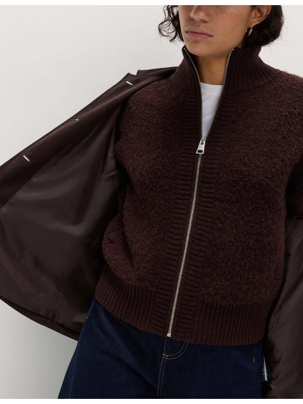 Marks & Spencer Kardigan Bomber se stojáčkem buklé a vlnou Marks & Spencer hnědá