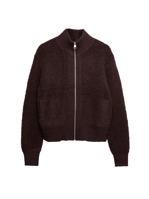 Marks & Spencer Kardigan Bomber se stojáčkem buklé a vlnou Marks & Spencer hnědá