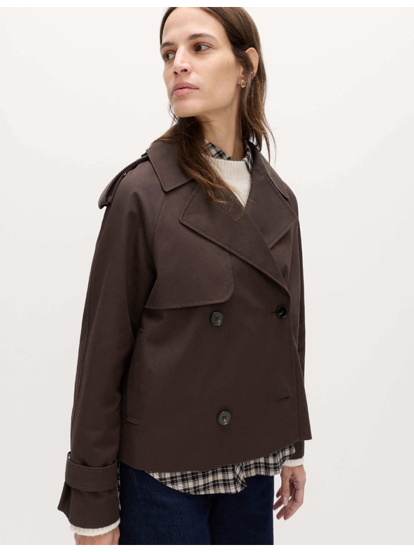 Marks & Spencer Krátký trenčkot z čisté bavlny Marks & Spencer hnědá